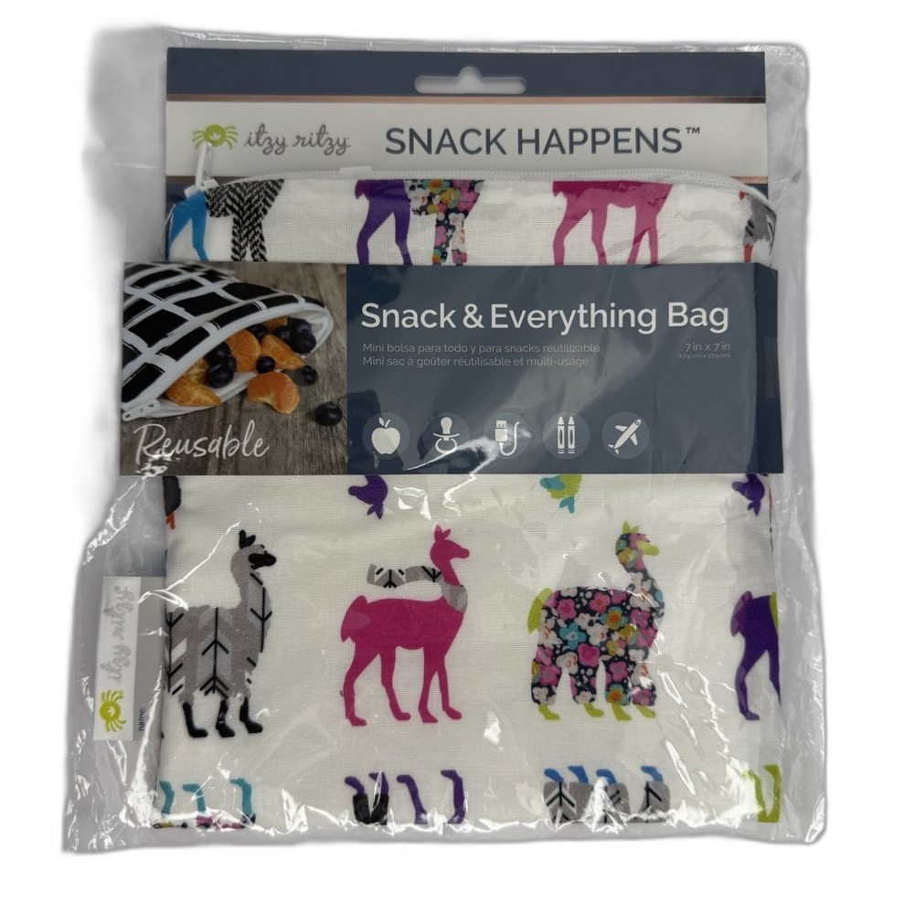 Itzy Ritzy‎ Reusable Snack Bag or Activity Bag with Colorful Llama Design